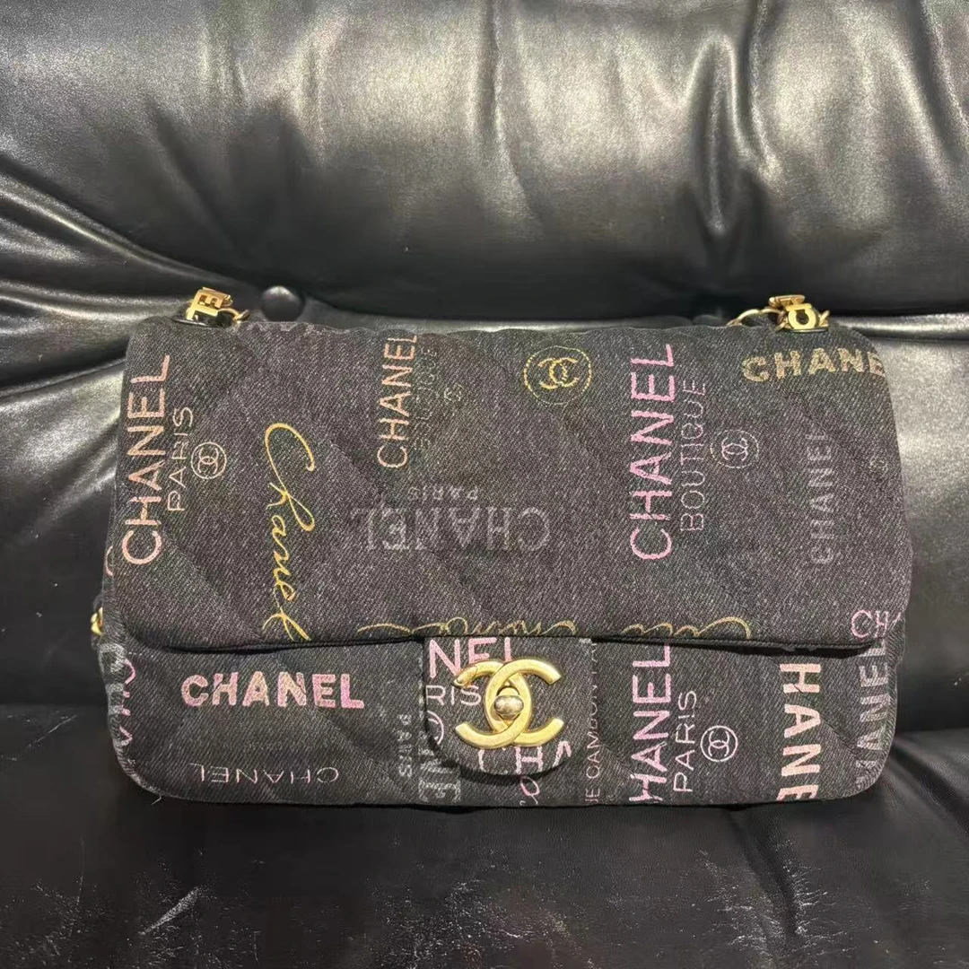 99新 Chanel/香奈儿 Chanel 黑色丹宁字母CF链条包 16756534