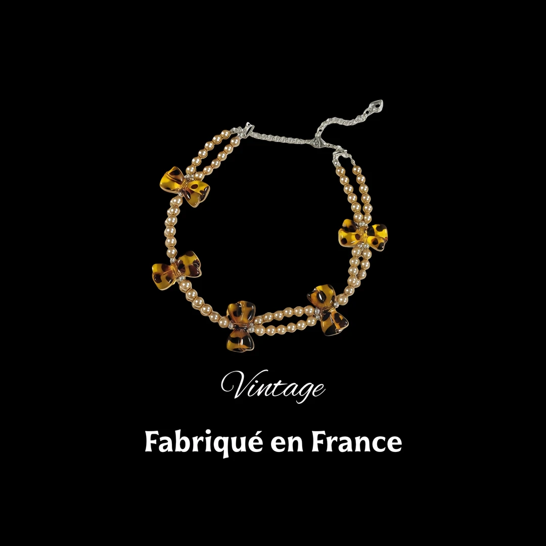 【豹纹蝴蝶结】复古宫廷风项链x754