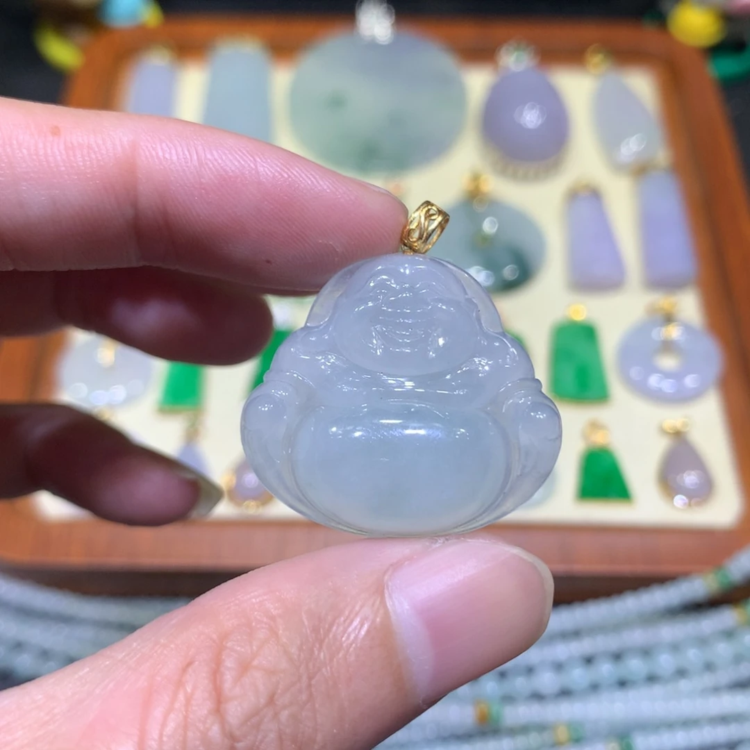 吊坠(不含链)18K金镶嵌翡翠