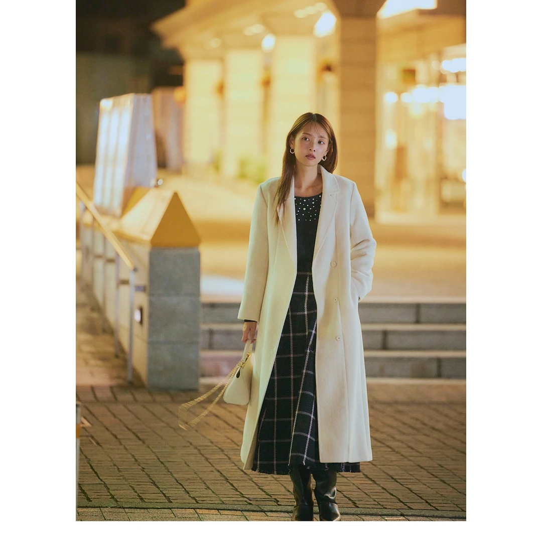 【Montendre】秋冬新款 S 简约翻领气质中长款羊毛大衣双面毛呢外套