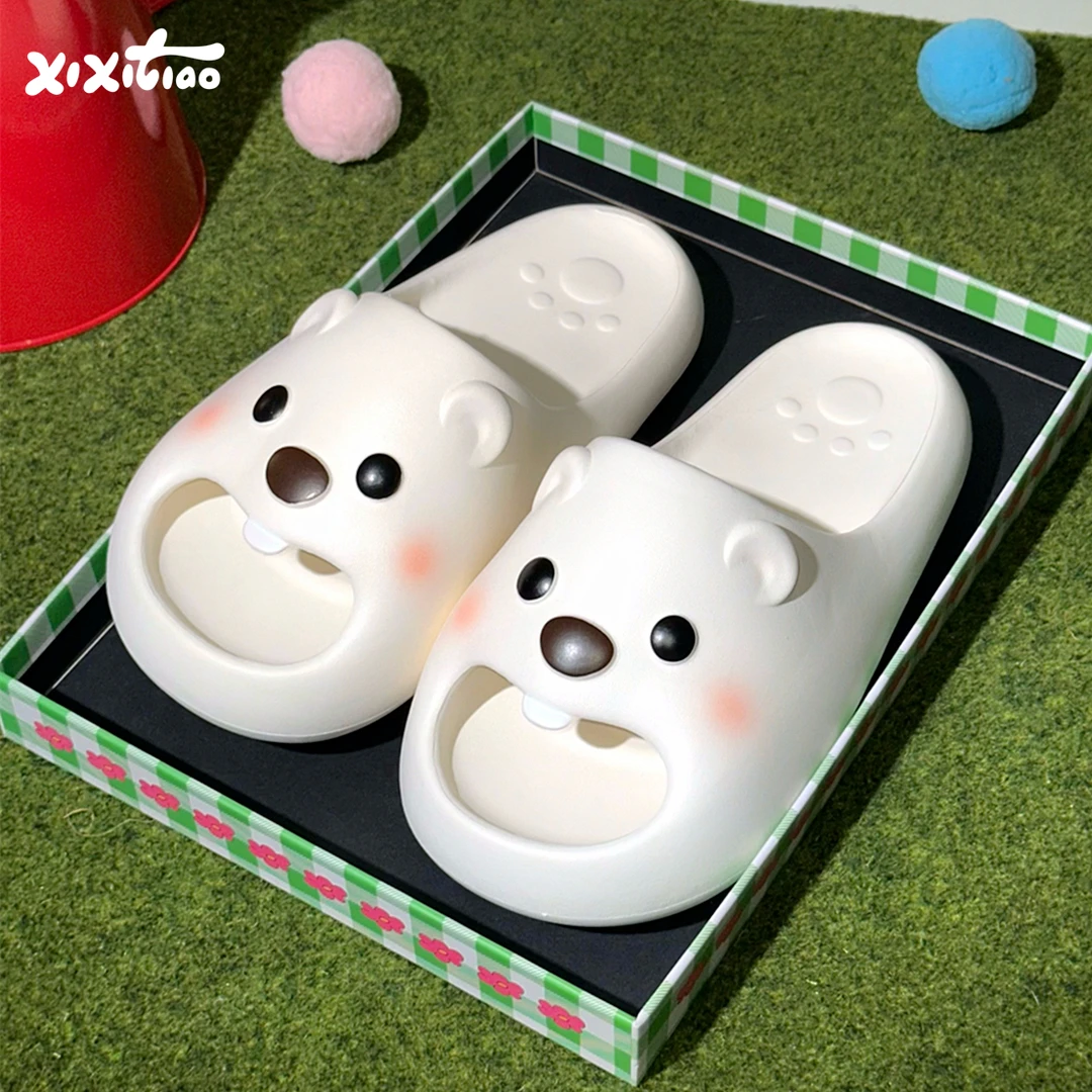 细细条 女夏可爱小海狸拖鞋卧室家用防滑外穿eva浴室洗澡软底凉拖