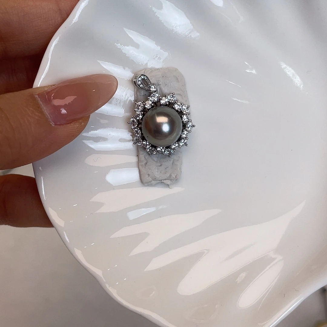 吊坠(不含链)银S925镶嵌海水珍珠