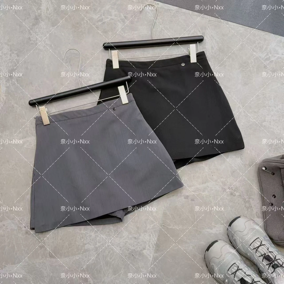 2025夏季新款灰色西装短裤裙女 高腰显瘦A字半身裙