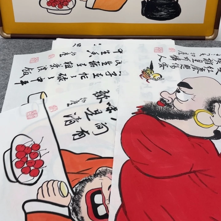 国画手绘禅意画一物一拍