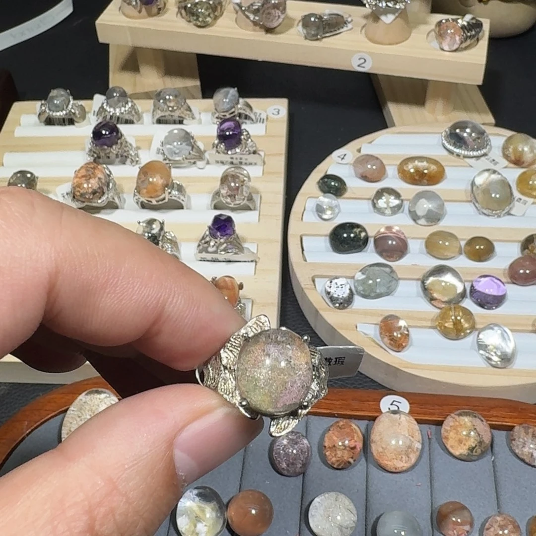 街***园烟晶银S925镶嵌戒指