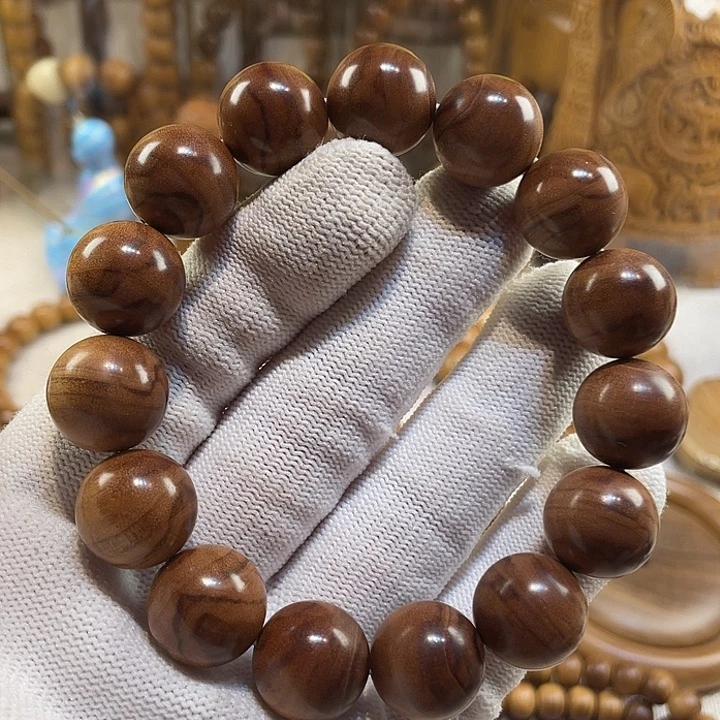 檀香木手串/手链老山檀香1.5奶香甜虎皮纹沉水凉韵收藏