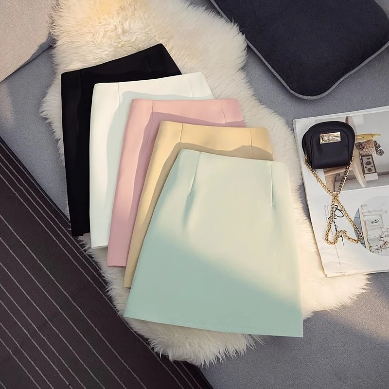 2025年春季防走光高腰A字包臀裙西装半身裙女显瘦小个子百搭短裙