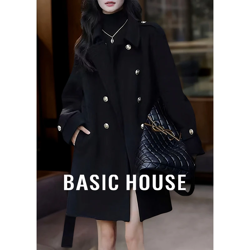 Basic House/百家好琥珀流光廓形羊毛呢外套新款大衣B1195B519A2