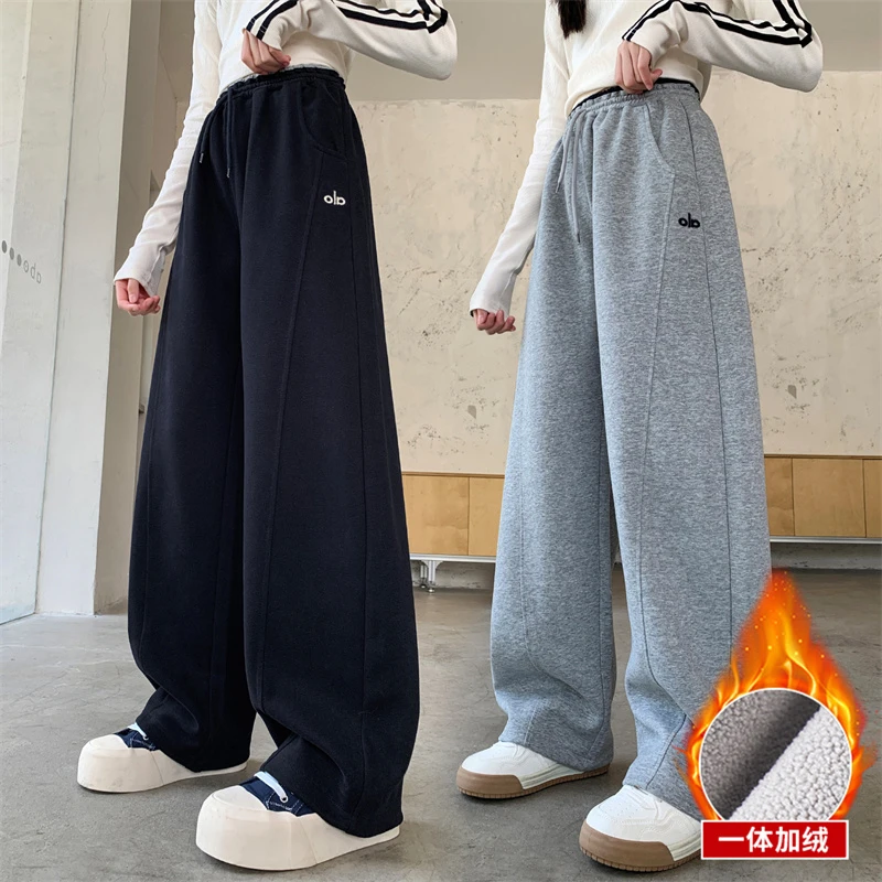 女童裤子秋冬款2025新款初中生女孩超好看的卫裤女大童加绒运动裤