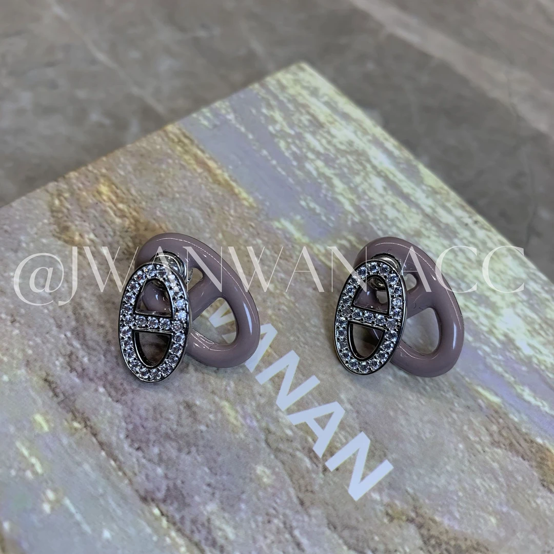 铜合金耳饰 两戴猪鼻满钻耳环01ED1498