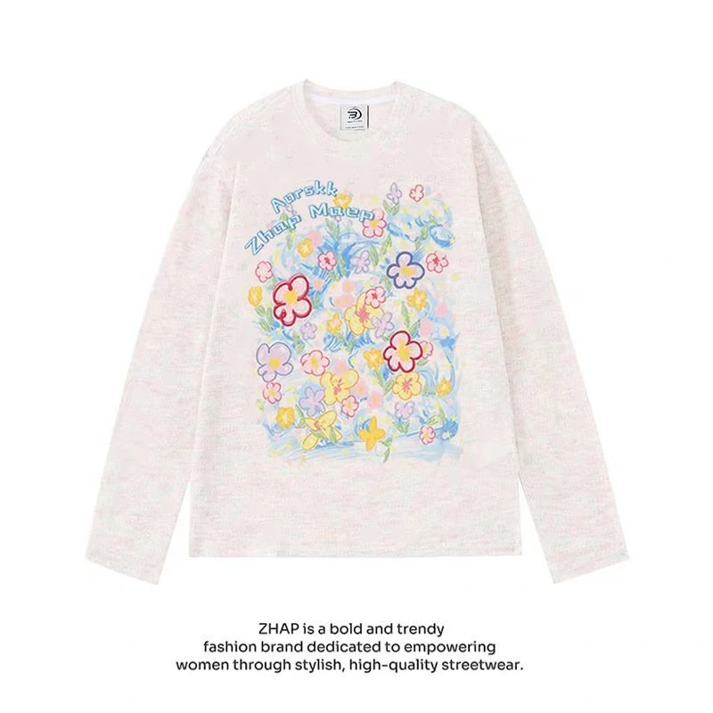 【MAEP】250克彩纱休闲长袖T恤女秋冬时尚气质清新百搭宽松个性上衣