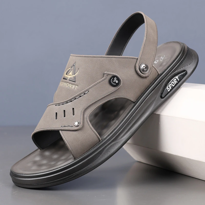 新款夏季时尚休闲舒适透气厚底凉拖鞋男款韩版潮流外穿耐磨沙滩鞋