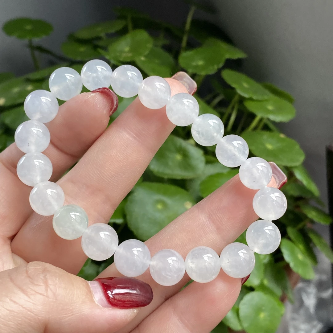 9.2至9.8老坑冰起光手串20颗天然翡翠a货冰光感十足有点冰丝小纹