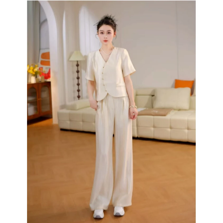 2588夏日气质时尚套装女小个子2025新款法式小香风上衣两件套