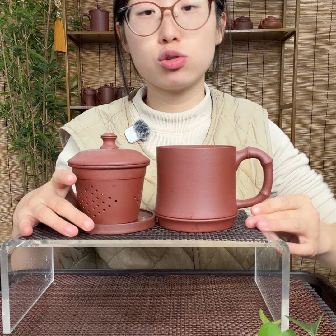 紫砂茶壶原矿中槽清竹节四件套没礼盒微瑕400CC左右没礼盒