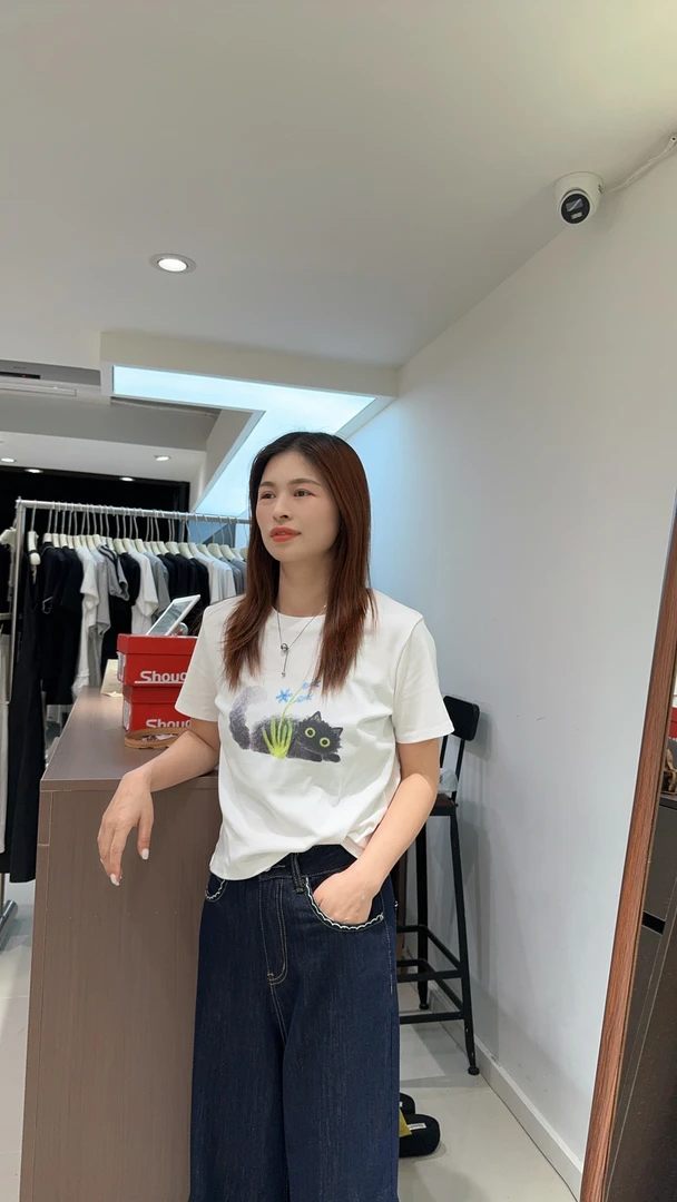 萱萱【猫猫T】新款正肩显瘦舒适弹力短袖上衣5115193 051602