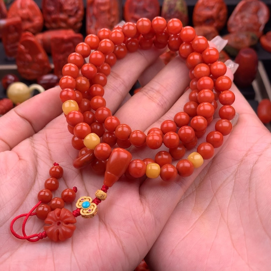 南红玛瑙南红保山货头佛珠7.3mm未镶嵌