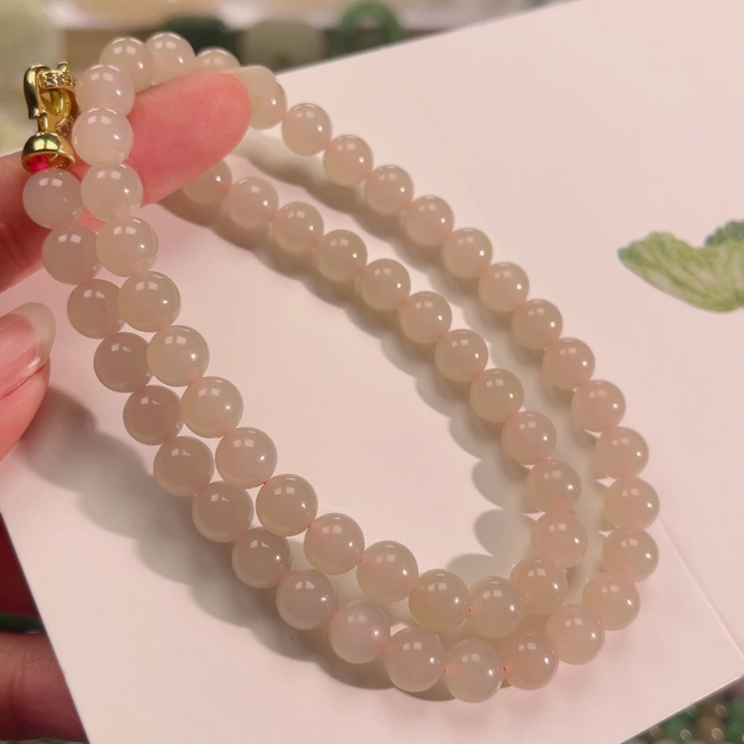 和田玉颈饰未镶嵌藕粉色卡8