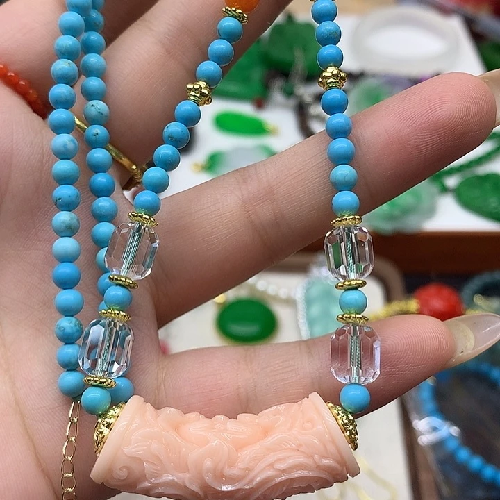 玛瑙/玉髓颈饰合金吊坠