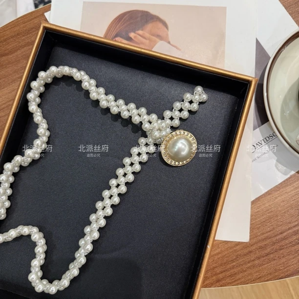 【珍珠腰链】搭配丝巾时尚百搭珍珠腰链弹力气质轻奢小众65cm