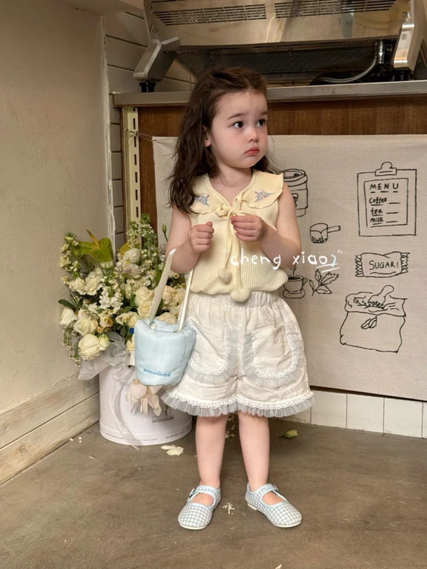 chengxiao7～2025夏5308/5318毛球背心纱纱边短裤（女童汉服