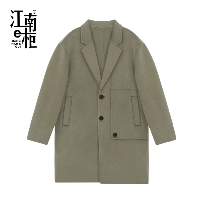 【23号】江南e柜  男士休闲时尚中长款商务毛呢大衣冬季358106125
