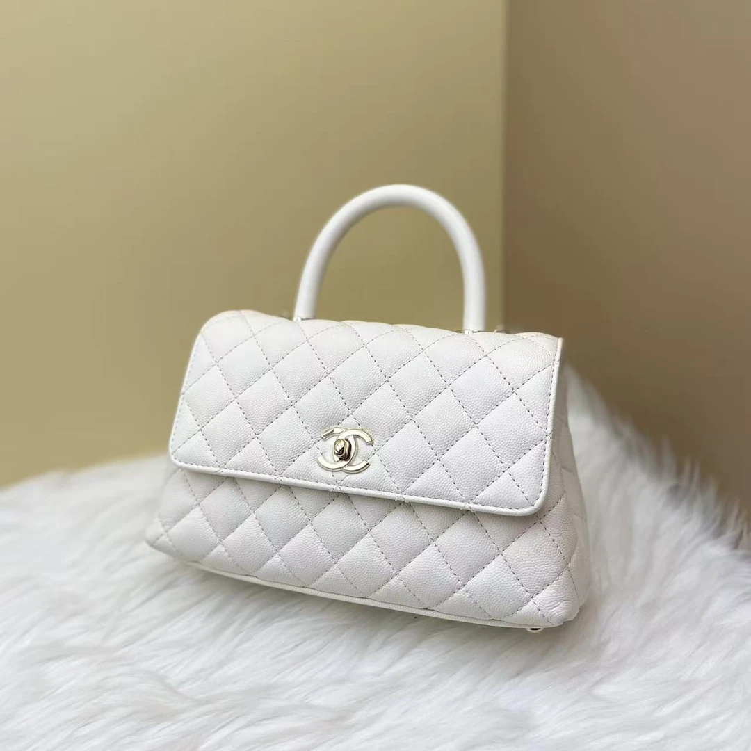 未使用 Chanel/香奈儿 闲置 COCO HANDLE  22A 白色荔枝牛 小号
