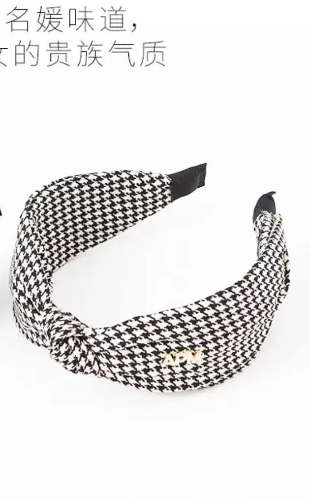 千鸟格蝴蝶发箍气质