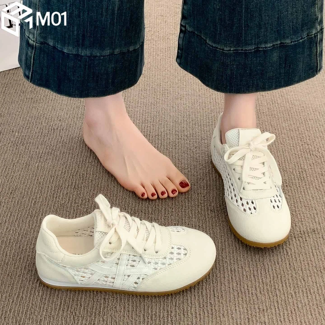 M01网面透气软底德训鞋女款2025夏季新款女鞋子休闲镂空洞洞凉鞋