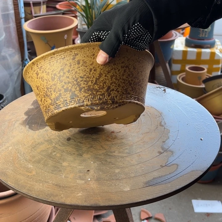 紫砂宜兴紫砂花盆B还原烧小号