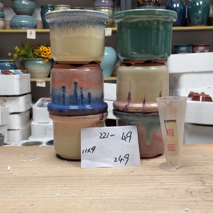 紫砂花盆藍****m多肉花盆微瑕49