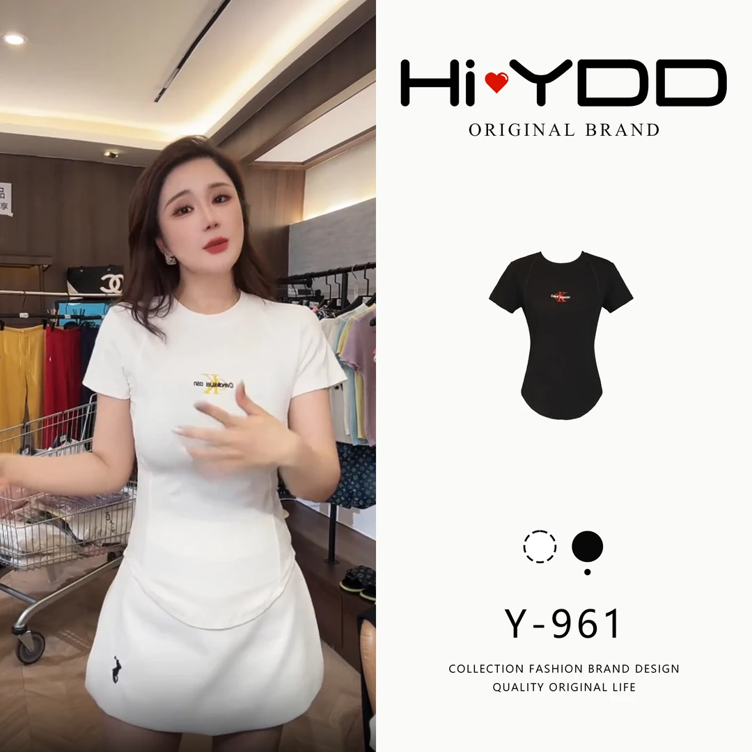 YDD•「Y-961」夏季修身正肩短袖t恤女设计小众短款甜酷上衣AZ-9077