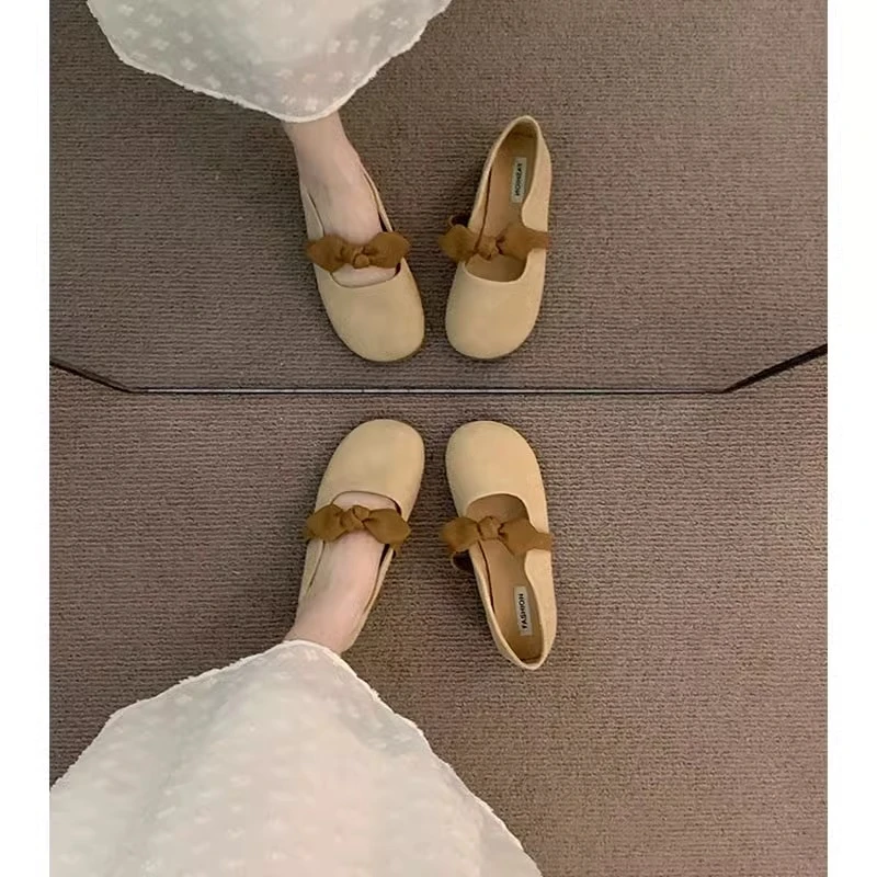平底单鞋女2025新款春秋季配裙子一脚蹬豆豆鞋玛丽珍鞋温柔晚晚鞋