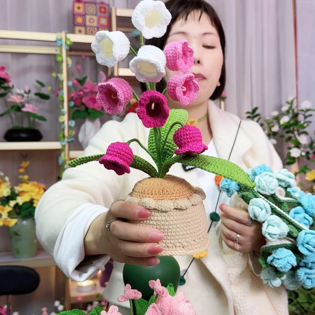 纯手工钩织手工钩织设计盆栽