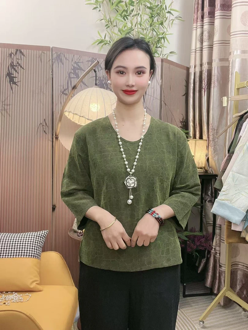 （三色龟）双面双穿香云纱短袖节约大气上衣时尚