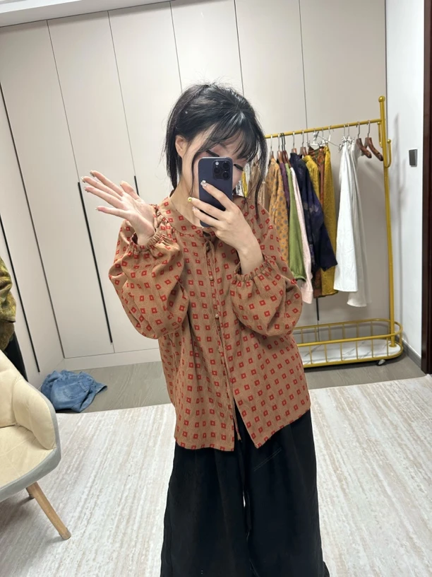 香云纱全裸娃娃衫红云纱桑蚕丝2025春宽松长袖