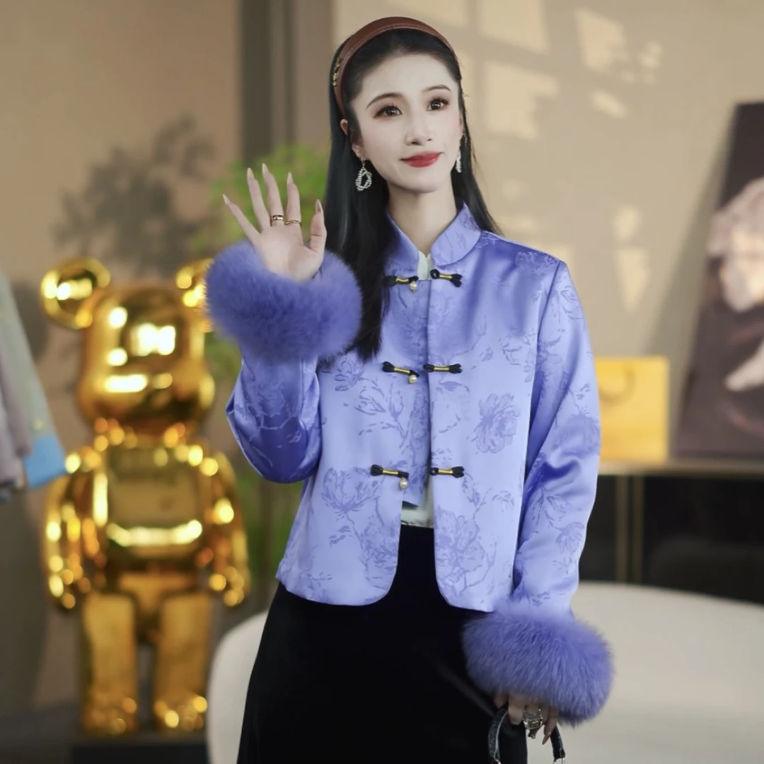 3080新国潮袖口狐狸毛外套