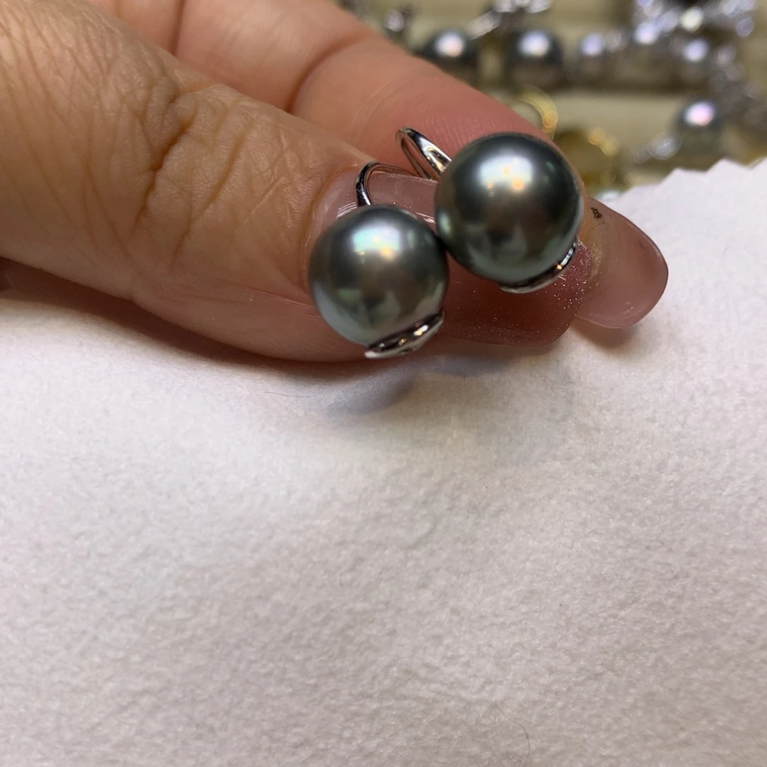 银S925镶嵌耳饰海水珍珠