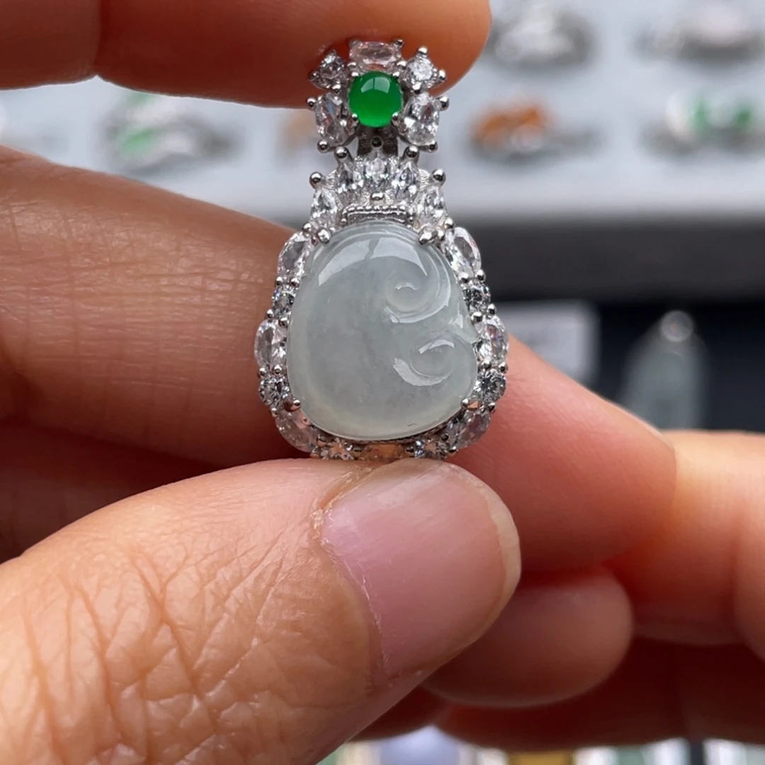 翡翠银S925镶嵌吊坠(不含链)