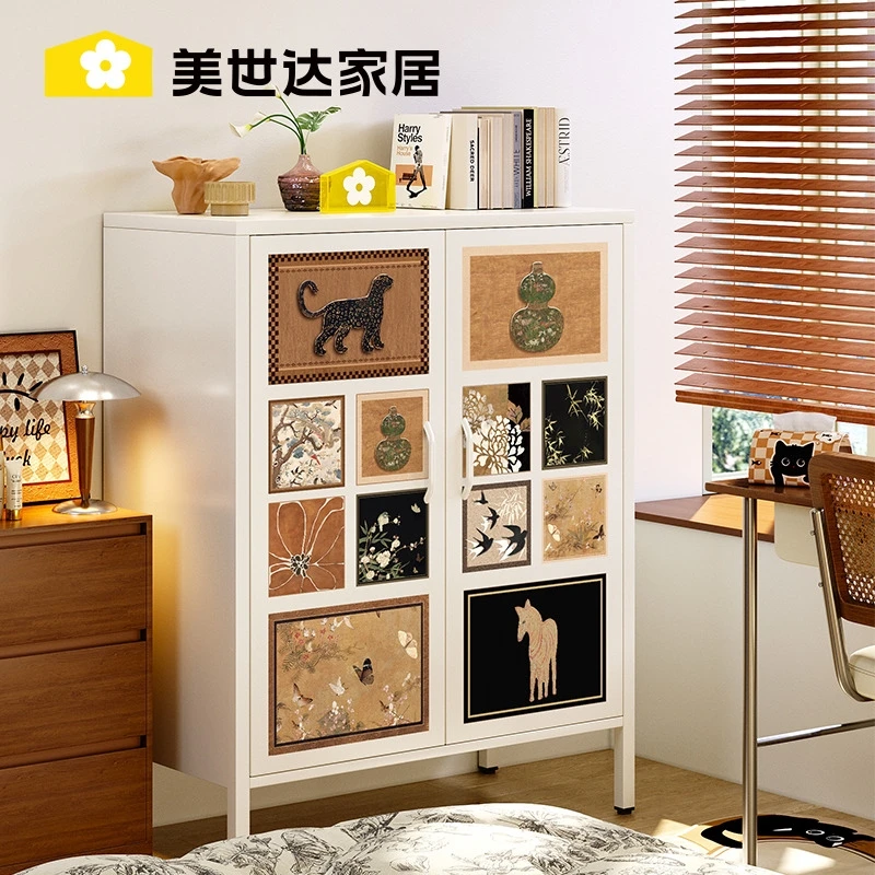 美世达斗柜家用卧室2025年新款客厅钢制收纳柜一体靠墙加厚储物柜
