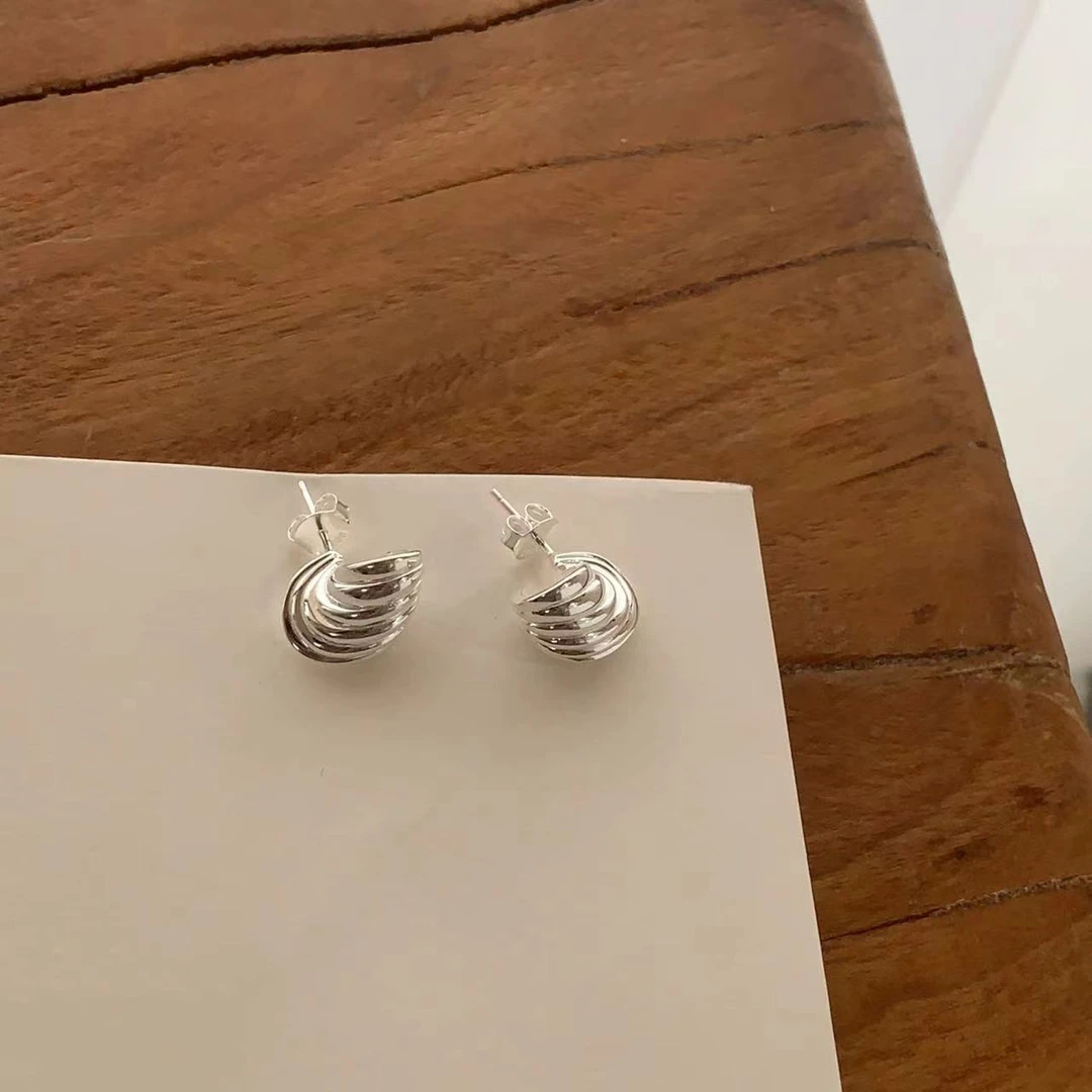 925银耳饰 E2003  简韩海螺形耳钉