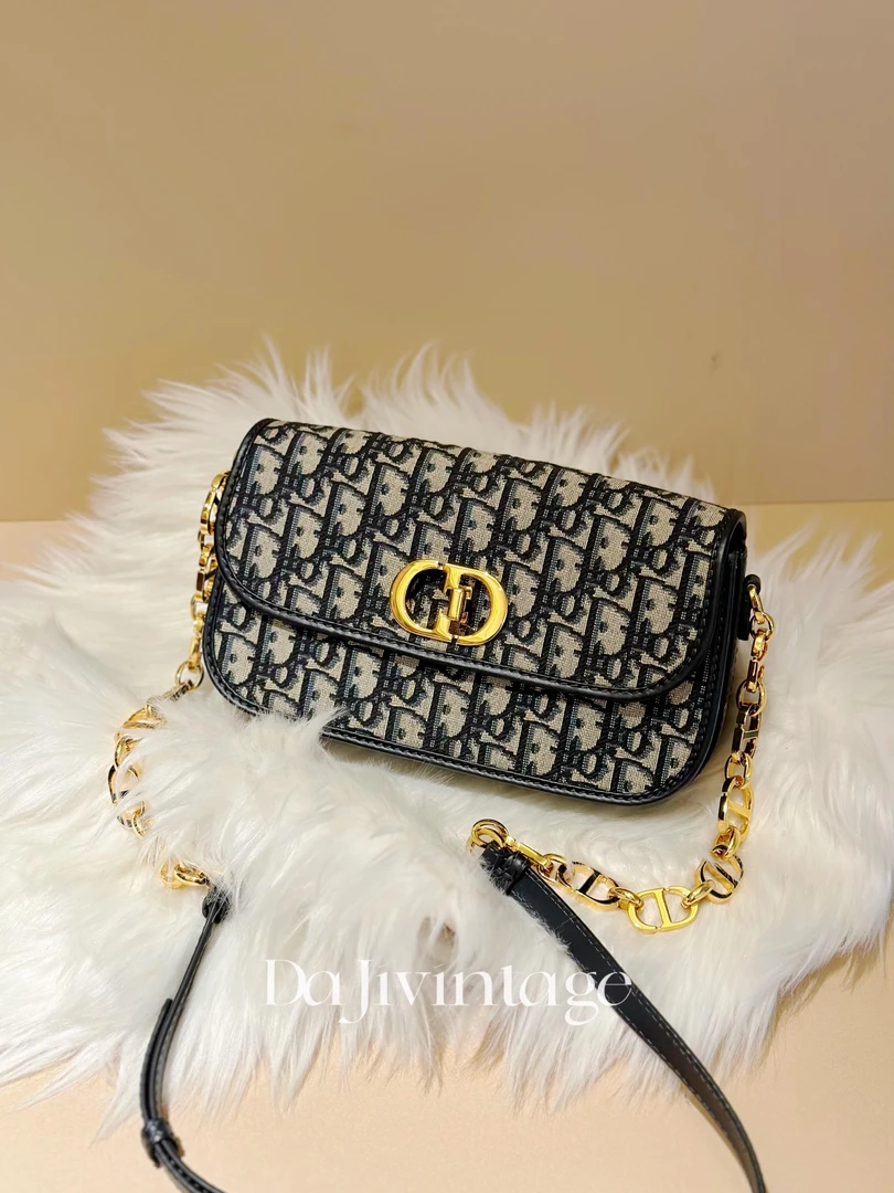 99新 DIOR/迪奥 大吉中古/sh/老花蒙田30cd扣翻盖斜挎包