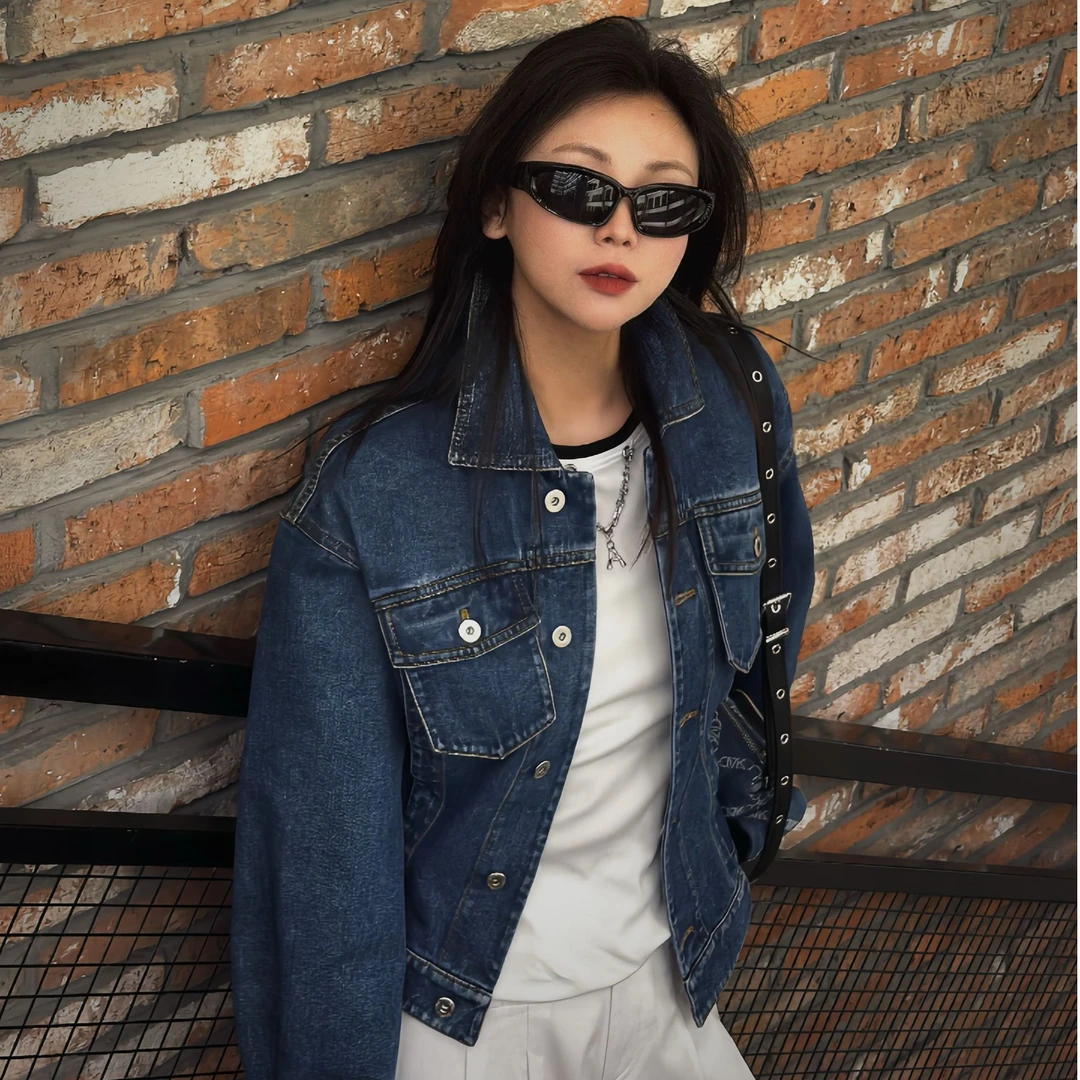 AMASS/阿玛施短款复古烟熏百搭时尚造型牛仔休闲女外套   5400759