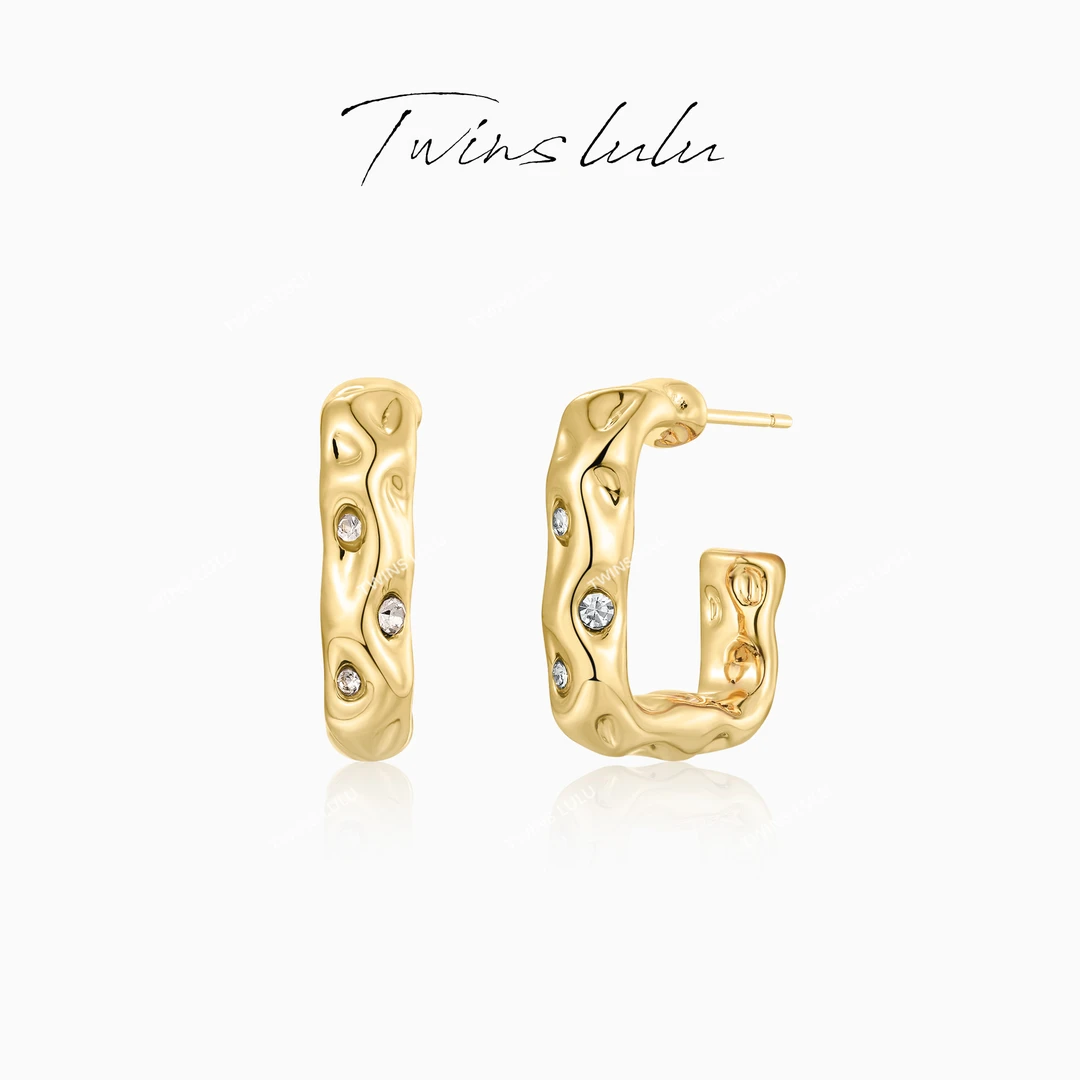 TWINS LULU 镀K金【官方正品】秋上新百搭设计感不规则耳环TSL328