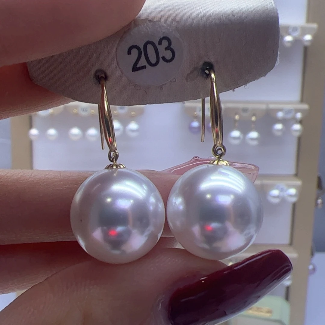 淡水珍珠耳饰18K金镶嵌