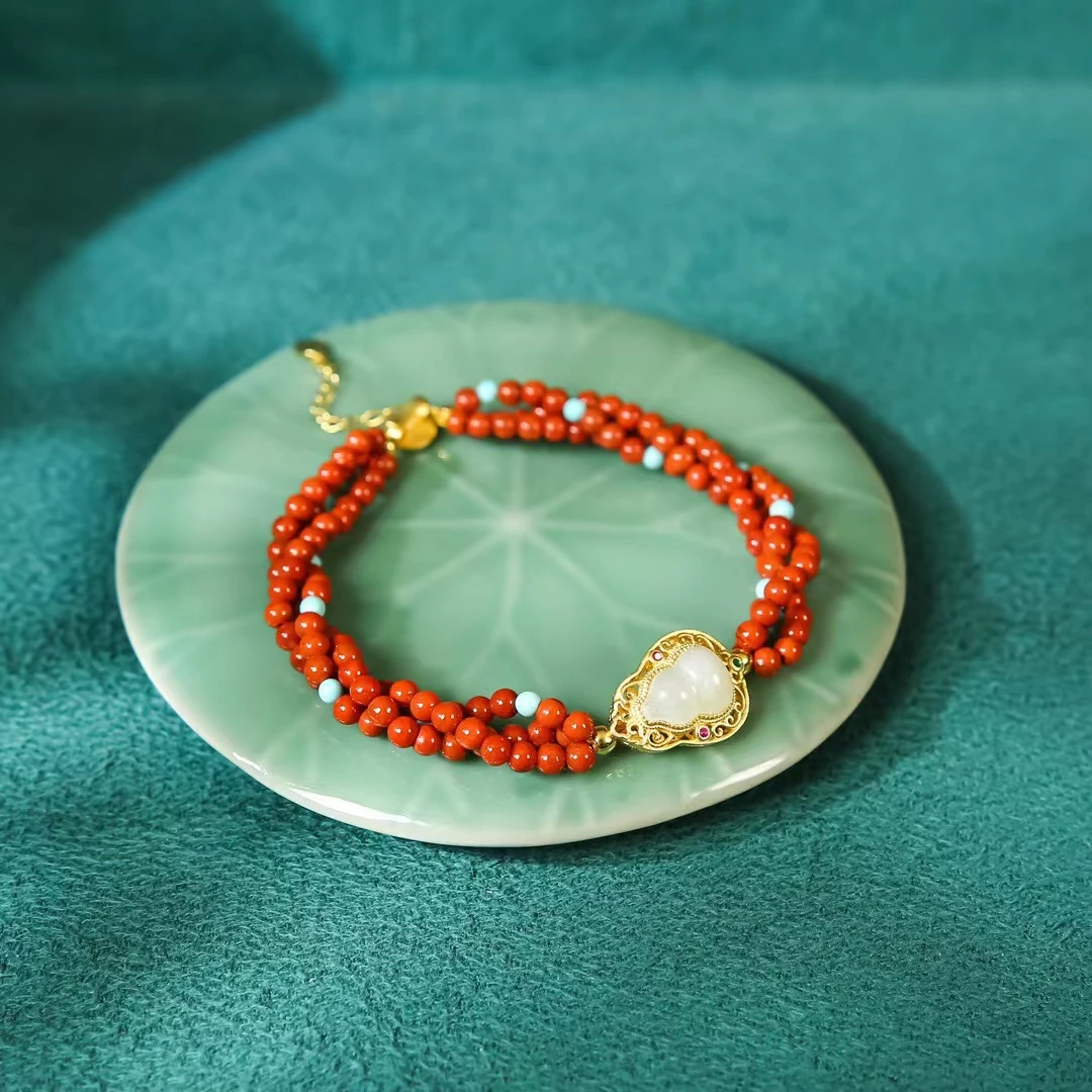 【北北专属】925银镀金镶嵌和田玉葫芦diy南红小米珠（多样性）