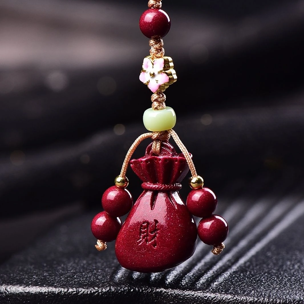 含辰砂工艺品天然朱砂招财钱袋福袋零钱包包手机挂件钥匙挂件