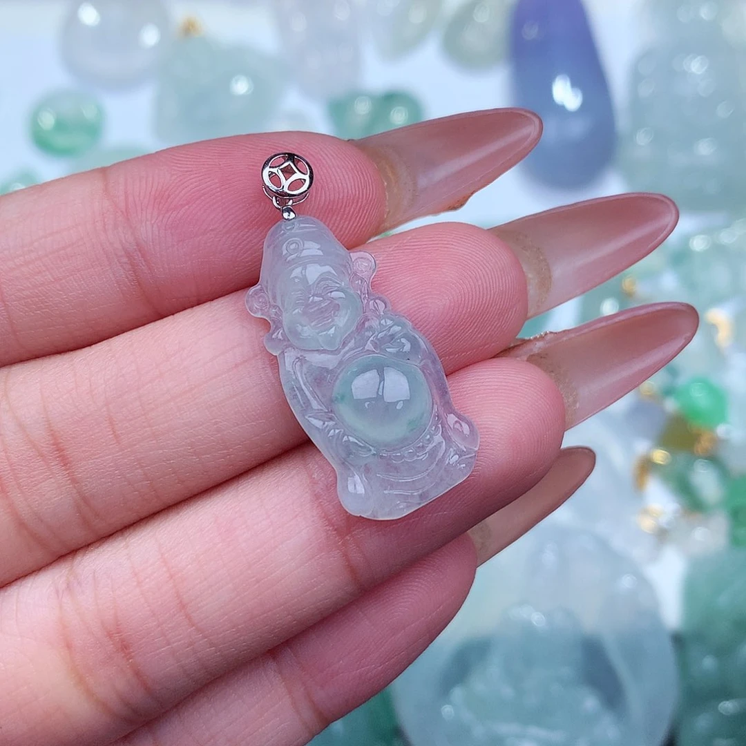 翡翠吊坠(不含链)18K金镶嵌