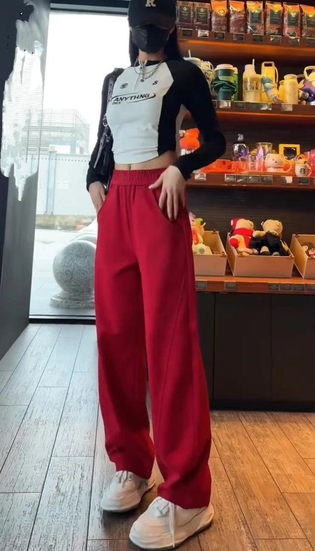 休闲时尚弯刀裤显瘦显腿长百搭春季高腰