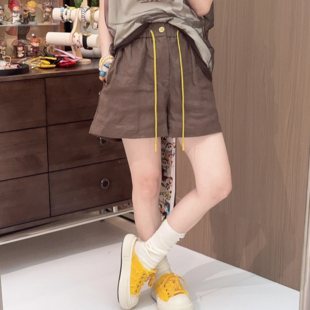 Apr.【亚麻裤】超薄夏季休闲潮流凉爽百搭时尚宽松撞色短裤女SC2561